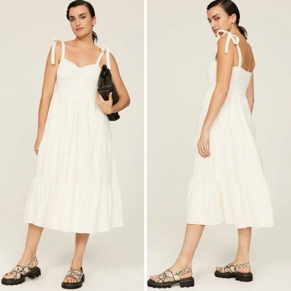 Madewell Dresses & Skirts - NEW Madewell Eyelet Lucie Tie-Strap Tiered Midi‎ Dress, XL